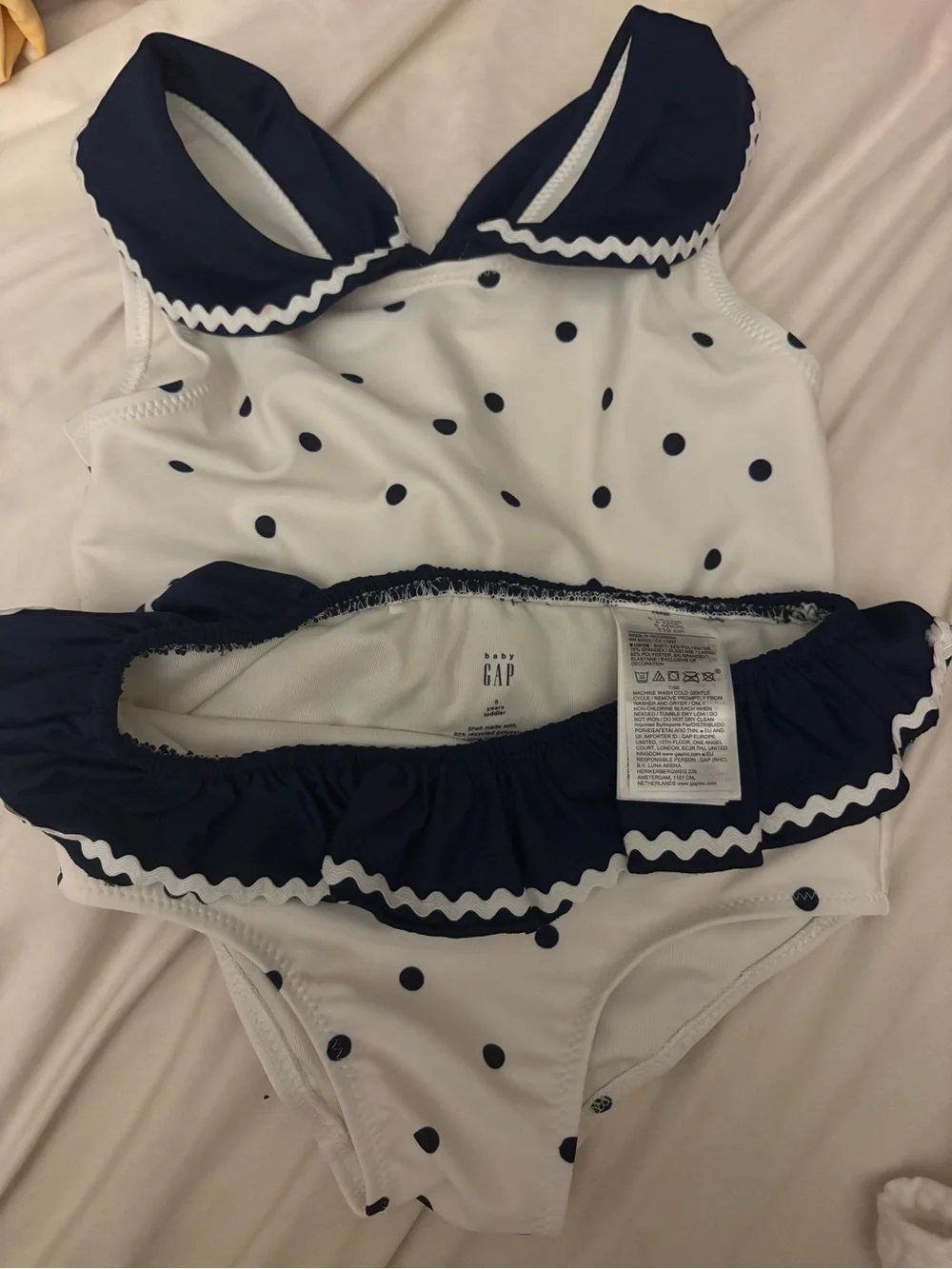 GAP White and Navy Polka Dot Two-Piece Swim Set